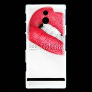 Coque Sony Xperia P bouche sexy rouge à lèvre gloss crayon contour