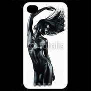 Coque iPhone 4 / iPhone 4S Femme nue body painting noir et blanc 1 