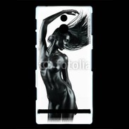 Coque Sony Xperia P Femme nue body painting noir et blanc 1 