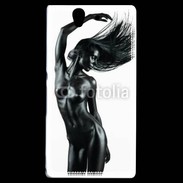 Coque Sony Xperia Z Femme nue body painting noir et blanc 1 