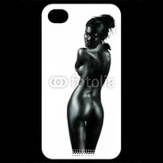 Coque iPhone 4 / iPhone 4S Femme nue body painting noir et blanc 3