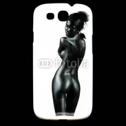 Coque Samsung Galaxy S3 Femme nue body painting noir et blanc 3