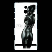 Coque Sony Xperia P Femme nue body painting noir et blanc 3