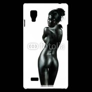 Coque LG Optimus L9 Femme nue body painting noir et blanc 3