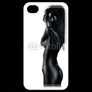 Coque iPhone 4 / iPhone 4S Femme nue body painting noir et blanc 4