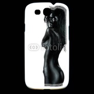 Coque Samsung Galaxy S3 Femme nue body painting noir et blanc 4