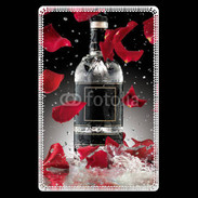 Etui carte bancaire Bouteille alcool pétales de rose glamour