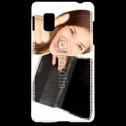 Coque LG Optimus G Femme souriante ordinateur