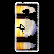 Coque HTC One Danseuse yoga temple couché de soleil
