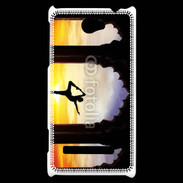 Coque HTC Windows Phone 8S Danseuse yoga temple couché de soleil