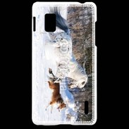 Coque LG Optimus G Cheval et chien dans la neige