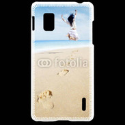 Coque LG Optimus G Femme sautant face à la mer