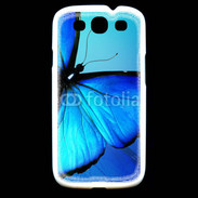 Coque Samsung Galaxy S3 Papillon sur fond bleu