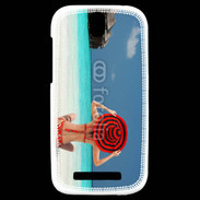 Coque HTC One SV Femme assise sur la plage