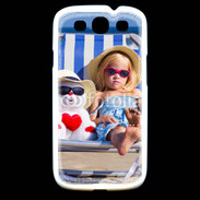 Coque Samsung Galaxy S3 Petite fille avec bonhomme de neige a la plage