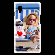 Coque LG Optimus L9 Petite fille avec bonhomme de neige a la plage