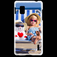 Coque LG Optimus G Petite fille avec bonhomme de neige a la plage