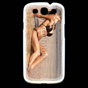 Coque Samsung Galaxy S3 Femme brune en bikini à la plage