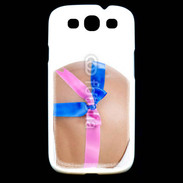 Coque Samsung Galaxy S3 Femme enceinte avec ruban bleu et rose