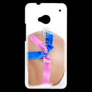 Coque HTC One Femme enceinte avec ruban bleu et rose