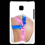 Coque LG Optimus L3 II Femme enceinte avec ruban bleu et rose