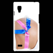 Coque LG Optimus L9 Femme enceinte avec ruban bleu et rose