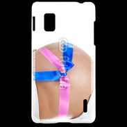 Coque LG Optimus G Femme enceinte avec ruban bleu et rose