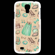 Coque Samsung Galaxy S4 Fond fashion vert et marron