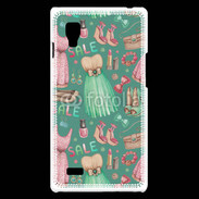 Coque LG Optimus L9 Fond fashion rose et vert