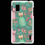Coque LG Optimus G Fond fashion rose et vert