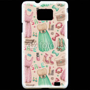 Coque Samsung Galaxy S2 Fond fashion rose et vert 2