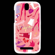 Coque HTC One SV Fond fashion rose 5
