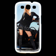 Coque Samsung Galaxy S3 Femme blonde sexy voiture noire