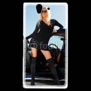 Coque Sony Xperia Z Femme blonde sexy voiture noire