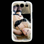Coque Samsung Galaxy S3 Femme sexy blonde à l'intérieur d'une voiture
