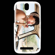 Coque HTC One SV Femme glamour qui se met du rouge à lèvre