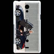 Coque Sony Xperia T Femme blonde sexy voiture noire 3