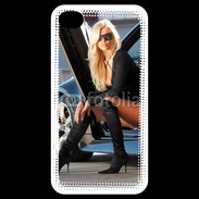 Coque iPhone 4 / iPhone 4S Femme blonde sexy voiture noire 5