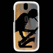 Coque HTC One SV Saxophoniste au couché de soleil