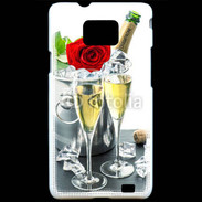 Coque Samsung Galaxy S2 Champagne et rose rouge