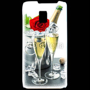 Coque LG P990 Champagne et rose rouge