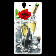 Coque Sony Xperia Z Champagne et rose rouge