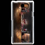 Coque Sony Xperia T Vin rouge et tonneaux