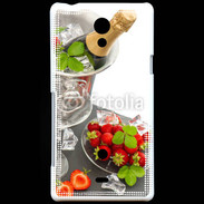Coque Sony Xperia T Champagne et fraises