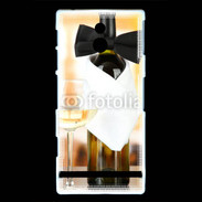 Coque Sony Xperia P Vin blanc et noeud papillon