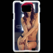 Coque Samsung Galaxy S2 Charmante brune avec casquette rouge