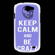 Coque Samsung Galaxy Express Keep calm Be Crazy Bleu