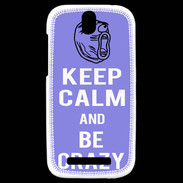 Coque HTC One SV Keep calm Be Crazy Bleu