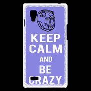 Coque LG Optimus L9 Keep calm Be Crazy Bleu