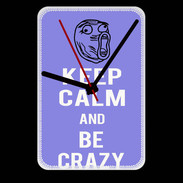 Grande pendule murale Keep calm Be Crazy Bleu